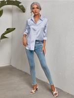 Blusa De Seda Casual Leopardo Para Mujer Camisa De Oficina Con Botones Manga Larga Ajustable Estilo Elegante Tops Blusas - details 7