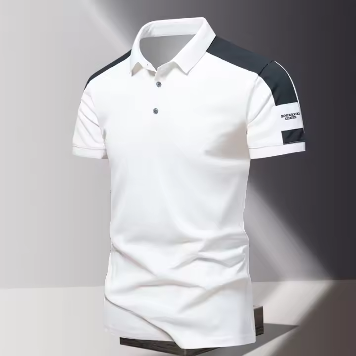 Polos de Verano de Algodón 100% Camiseta de Cuello Elegante para Hombres Manga Corta Alta Calidad - 1