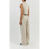 Conjunto Casual de Moda para Mujer verano 2025 Traje de Algodón y Cáñamo con Pantalones de Pierna Ancha Conjunto Vestido - details 3