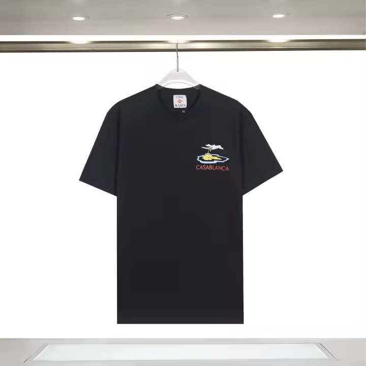 Camisetas Casuales de Verano 2025 para Hombres Algodón Puro, Cuello Redondo, Mangas Cortas, Impresiones de Logotipo - 1