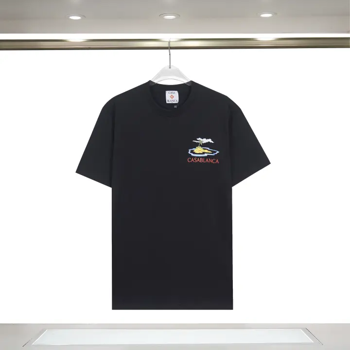 Camisetas Casuales de Verano 2025 para Hombres Algodón Puro, Cuello Redondo, Mangas Cortas, Impresiones de Logotipo - 1