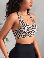Sujetador Deportivo De Alta Elasticidad Con Estampado De Leopardo, Camiseta Sin Mangas Corta Para Correr, Fitness, Yoga, Ropa - details 3