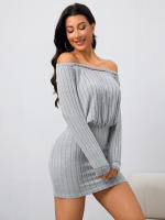 Vestido de hombro desnudo y falda corta para mujeres - details 3