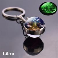 Llavero de Bola de Vidrio de Constelación Luminosa Doble Cara Zodiaco Regalo de Cumpleaños Que Brilla en la Oscuridad para Mujeres - details 4