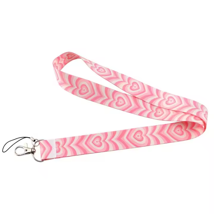Llavero con cinta para correas, correa para teléfono móvil, soporte para etiqueta de nombre, cordón de corazón, correa para el cuello de amor, soporte para insignia, tarjeta de identificación, cuerda para colgar - 1