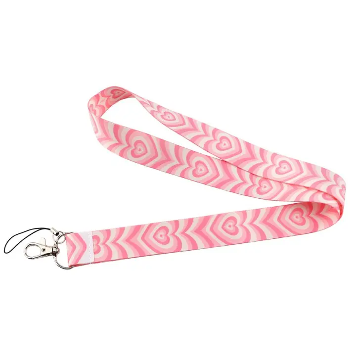 Llavero con cinta para correas, correa para teléfono móvil, soporte para etiqueta de nombre, cordón de corazón, correa para el cuello de amor, soporte para insignia, tarjeta de identificación, cuerda para colgar - 1