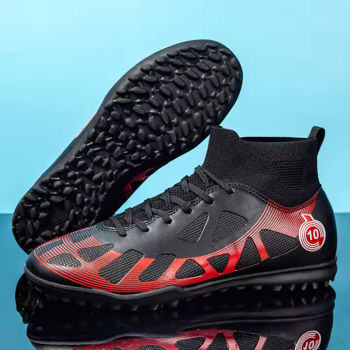 Nuevos zapatos de fútbol TF de tacos antideslizantes de caña alta - 1