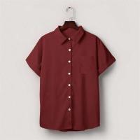Blusa lisa de manga corta para mujer, camisa informal de un solo pecho, de moda - details 40