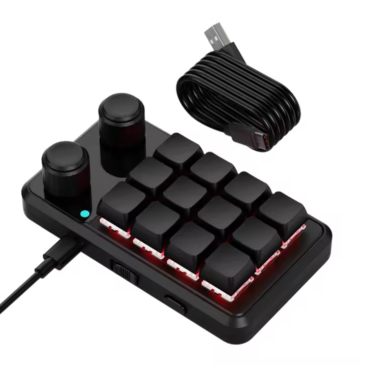 Teclado de perilla Teclado para juegos RGB Teclado mecánico Hotswap Macropad Programación Macro Personalizado Negro - 1