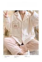 Pyjama de Terciopelo de Coral para Mujer Cálido, Suave, Manga Larga, Cardigan de Viento de Princesa, Ropa de Casa para Otoño-Invierno - details 3