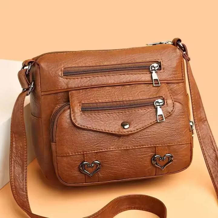 Bolso cruzado de cuero suave de gran capacidad para mujer, bolso de mamá moderno, combina con el día a día - 1
