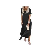 Vestido largo de verano de manga corta y cuello en V con bolsillos - details 2