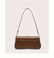 Bolso baguette elegante para mujer - Bolso bandolera desmontable elegante con cierre en tono dorado, marrón/negro, versátil para uso diario, accesorio elegante, artesanía de alta calidad - details 20