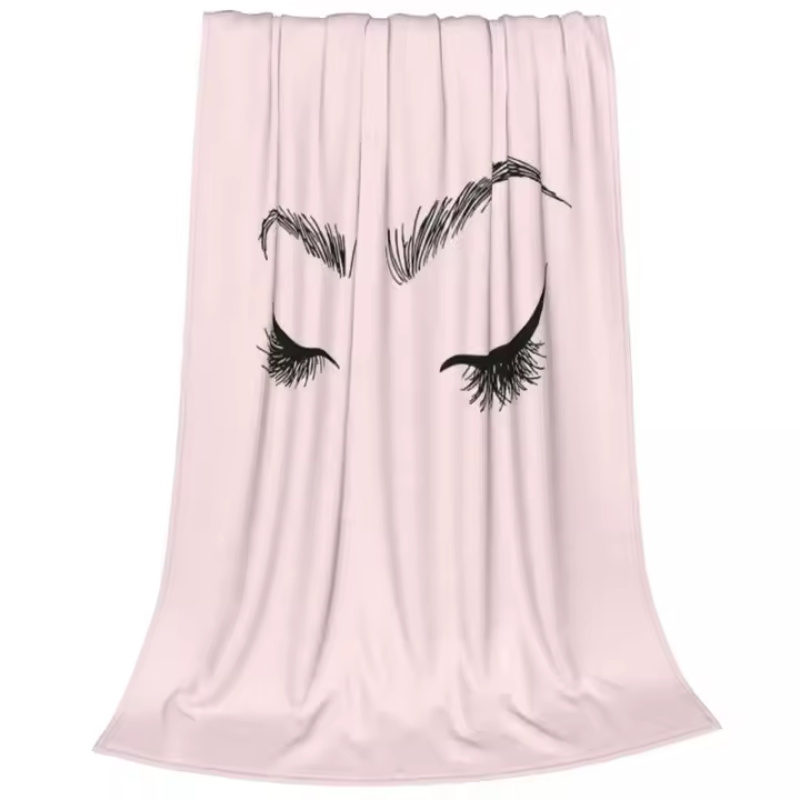 Mantas con patrón de pestañas de franela para primavera y otoño, mantas ligeras con ojos hermosos para cama, alfombra de viaje - 1