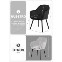 Silla de Comedor Estilo Vintage Juego de 1, Silla Cocina, Silla Nordica con Respaldo y Reposabrazos, Tela Pana, Estructura de Madera, Sillas para Tocador, Escritorio, Crema, EZS26cm-1 - details 89