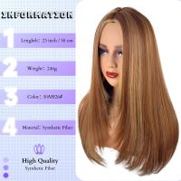 Entre las mujeres naturales de Europa y América hay pelucas de seda de alta temperatura y alta tinte, pelucas largas y rectas ligeramente rizadas y cubiertas para el cabello. - details 5