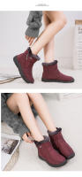 Botas de nieve cálidas de gran tamaño para mujer, además de zapatos de algodón impermeables de lana, botas cálidas impermeables de corte medio - details 9