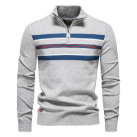 Suéter de punto medio para hombre, tops casuales a rayas, otoño e invierno - details 6