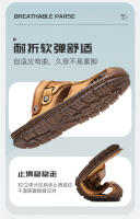 La primera capa de sandalias con cabeza de bolso de piel de vaca, nuevos zapatos de playa de verano de cuero genuino para hombres, suelas suaves, suelas de tendón de res y zapatillas geniales del padre para dos. - details 7
