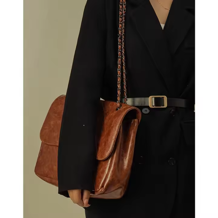 Moda Gran Capacidad Retro Cadena Hombro Bolso - 1