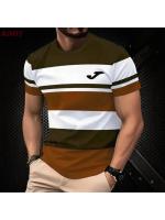 Camiseta de Verano Casual para Hombres Cuello Redondo Manga Corta Estampado a Rayas - details 2
