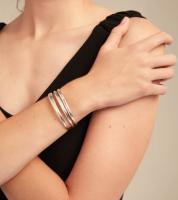 Pulsera de Plata Esterlina 925 con Tres Hebras Abertas Joyería Romántica para Mujeres - details 3
