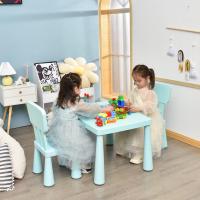 Juego de Mesa y Silla Infantil, Mesa con 2 sillas de plástico para niños, Conjunto de pupitres de Actividades para niños, Set de Mueble Infantil de 3 Piezas, Apto para 1-7 años (Azul) - details 21