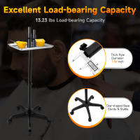 Bandeja de aluminio con ruedas para salón de belleza, carro para tatuaje, altura ajustable, 70-110CM, Blateado - details 9