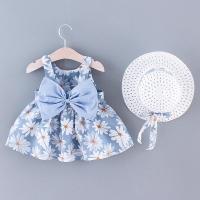 Conjunto de vestido y gorro de playa para niña, vestido de princesa con cuello halter, 2 piezas - details 0