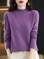 100% suéter de cachemira de lana merina, suéter tejido para mujer, jerséis de manga larga con cuello alto, ropa de otoño e invierno, Jersey cálido, Tops - details 22