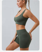 Traje de Fitness para Mujeres Ropa Deportiva de Yoga Pantalones Leggings Sujetador Deportivo Traje de Cintura Alta Shorts para Entrenamiento con Secado Rápido Material de Nylon - details 14