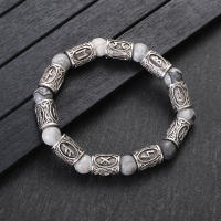 Pulsera de cuentas de runas vikingas para hombre, brazaletes étnicos con símbolo de Odín, joyería de Metal, pulseras con dijes de piedra Natural - details 1