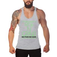 RISE N' GRIND NO PAIN NO GAIN Summer Raceback Gym Tank Tops Mens Cotton Bodybuilding Stringer Singlets Fitness Sleeveless Shirt - details 6