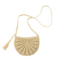 Bolso bandolera tejido para mujer con hombros suaves y cuerda de papel, beige/marrón claro, para fiestas y playa - details 2