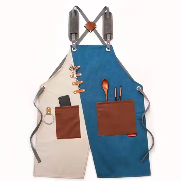 Delantal de lona para hombre y mujer, ropa de trabajo para camarero, restaurante, barbería, panadería, cafetería, jardinería, carpintero - 1