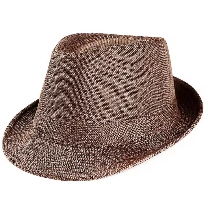 Único unisex Trilby Gangster Cap Beach Sun Sombrero de paja Band Sunhat - 1