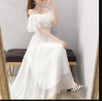 Vestido de Gasa Blanca de Verano Manga de Princesa de Cintura Alta y Delgada - details 4