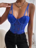 Tanga de encaje con costuras Para Mujer, Lencería Sexy Y Ropa Interior con escote en forma de corazón, Sin Mangas - details 11