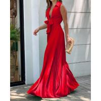 Moda v-cuello de manga larga solapa superior suelta amplia pierna mono de las mujeres - details 5