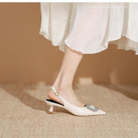 Zapatos de tacón de aguja con diamantes de imitación de metal francés de nuevo estilo para mujer - details 9