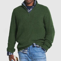Suéter de cuello alto con cremallera para hombre, suéter suelto informal de negocios, otoño e invierno, nuevo - details 4