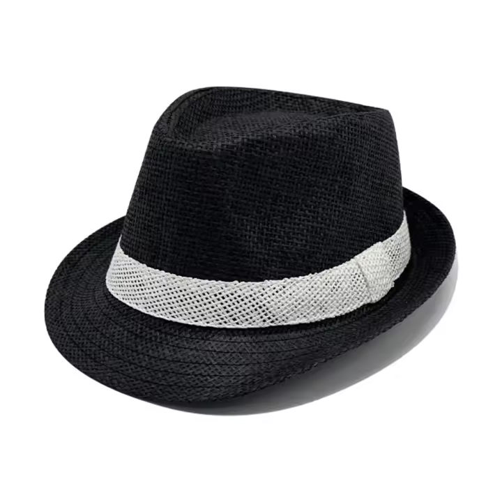 Sombrero de paja Vintage a la moda para hombre, gorra de Jazz de vaquero de ala ancha para caballero, gorra informal de protección solar, gorra de viaje de Panamá - 1