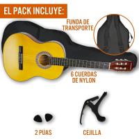 Pack de guitarra clásica española de tamaño 1/4 para niños XF de 3rd Avenue, Guitarra acústica con cuerdas de nylon, funda de transporte, cejilla y púas, Natural - details 22