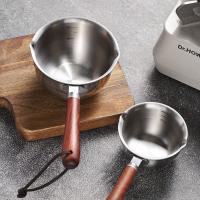 Olla pequeña de acero inoxidable con mango de madera, rociador de aceite caliente, cocina doméstica, multifunción, Mini olla de leche, sartén de salsa - details 1