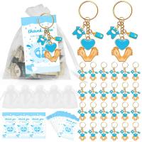 Llaveros con huella para Baby Shower, regalos con biberón, ropa de bebé, bolsas de Organza blancas para suministros de fiesta - details 8