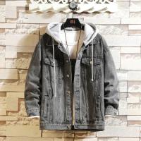 Chaqueta de Denim con Capucha Desmontable Estilo Callejero Casual para Hombres - details 3