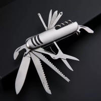 Cuchillo De Mano Multiusos 11 En 1 Con Destornillador Abrazadera De Acero Inoxidable Abrebotellas Sierra Tijeras Herramienta De Emergencia Al Aire Libre - details 1
