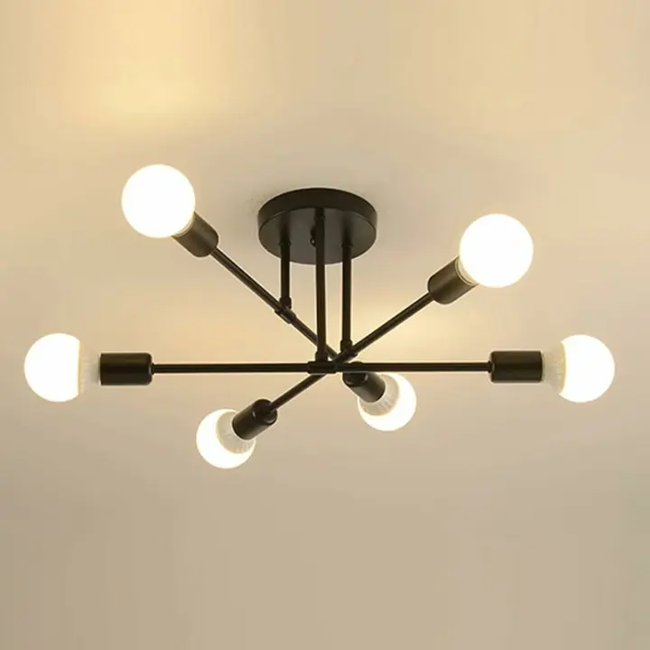 Lámpara de Techo Industrial Elegante Colgante Retro de Metal con 6 Focos - 1