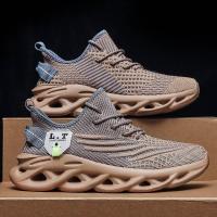 Zapatillas de coco transpirables de malla para hombre con suela suave para aumentar la altura de correr zapatos negros para papá - details 2