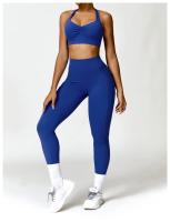 Sujetador deportivo con cuello Halter para mujer, Top fruncido de alto soporte para gimnasio, ropa de entrenamiento, corsé de - details 5